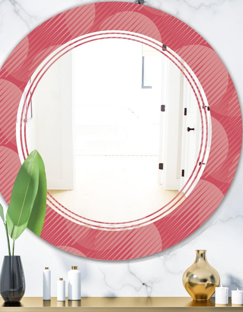 DesignQ Coral Round Geometrical - Modern Round or Oval Wall Mirror - Triple C