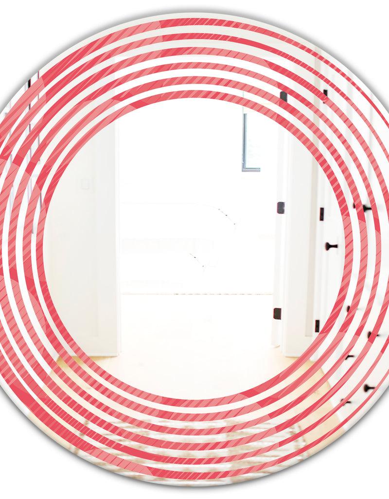 DesignQ Coral Round Geometrical - Modern Round Or Oval Wall Mirror - Wave