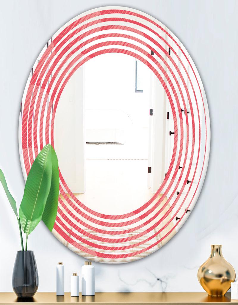 DesignQ Coral Round Geometrical - Modern Round Or Oval Wall Mirror - Wave