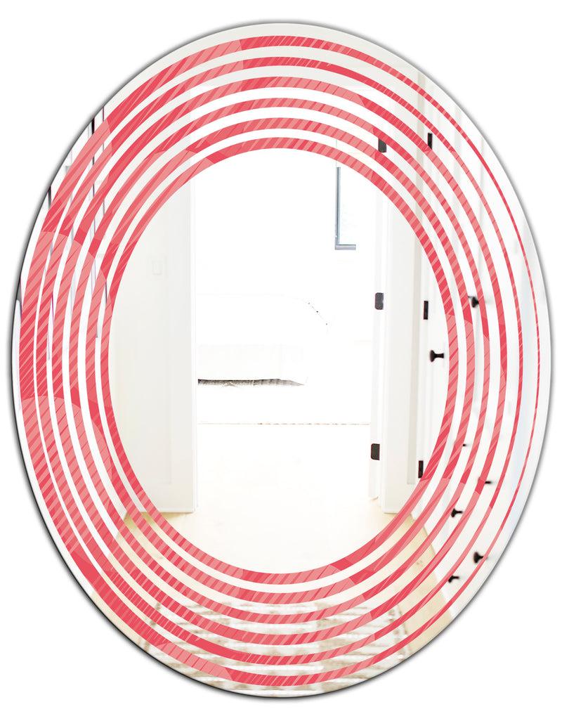 DesignQ Coral Round Geometrical - Modern Round Or Oval Wall Mirror - Wave