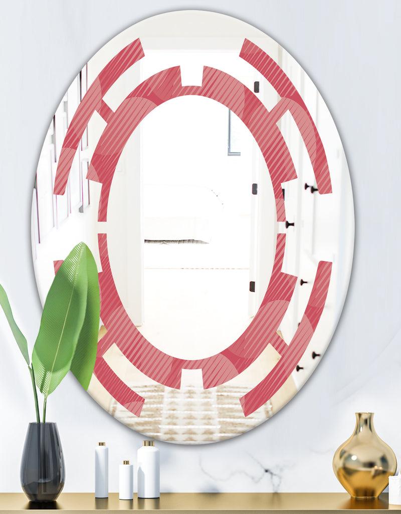 DesignQ Coral Round Geometrical - Modern Round Or Oval Wall Mirror - Space