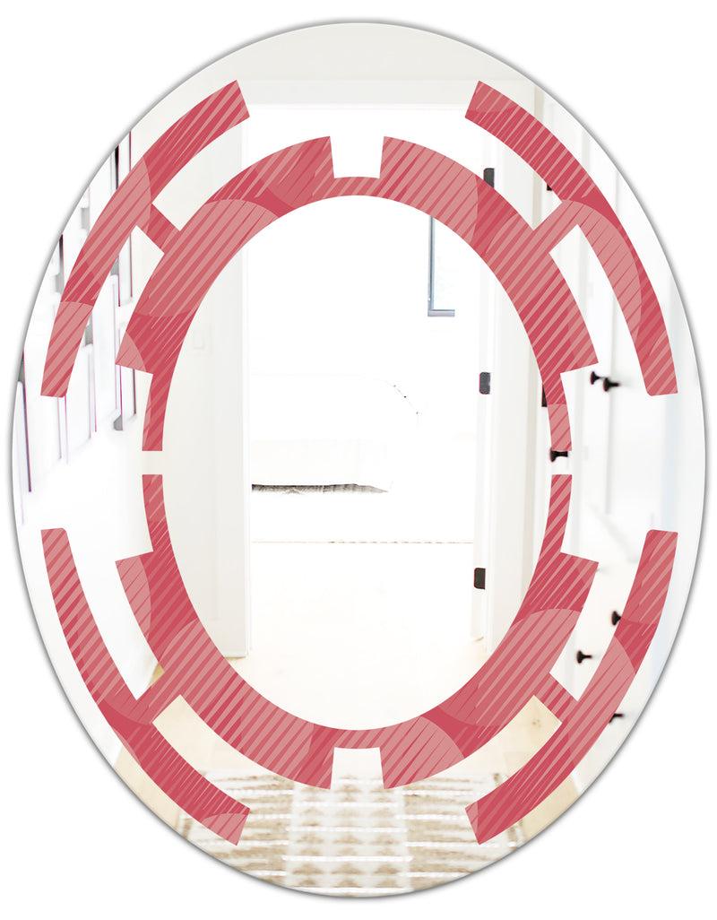 DesignQ Coral Round Geometrical - Modern Round Or Oval Wall Mirror - Space
