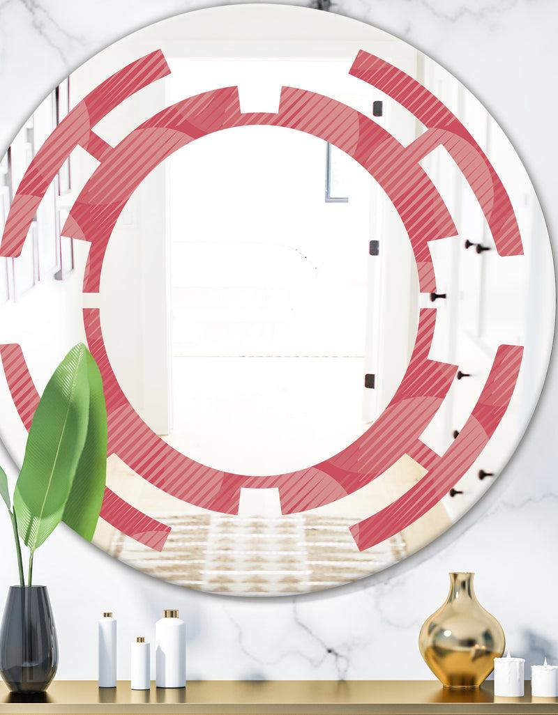 DesignQ Coral Round Geometrical - Modern Round or Oval Wall Mirror - Space
