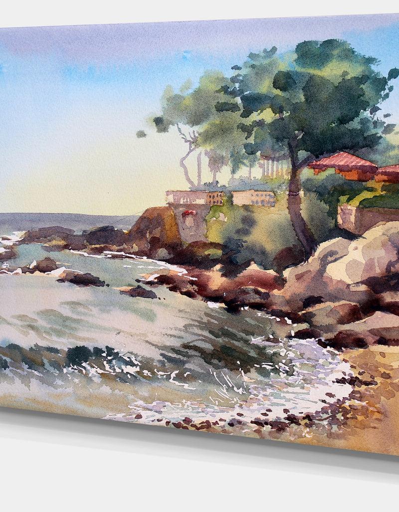 DesignQ Cote D Azur France - Landscape Painting Canvas Art Print