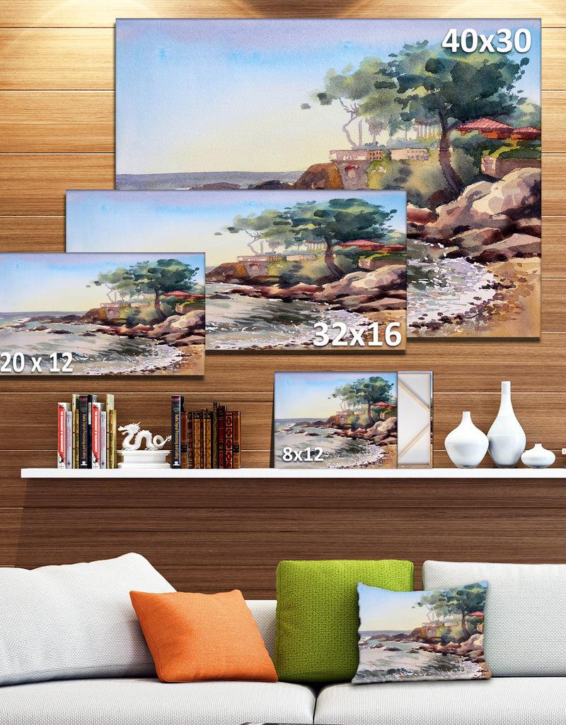 DesignQ Cote D Azur France - Landscape Painting Canvas Art Print