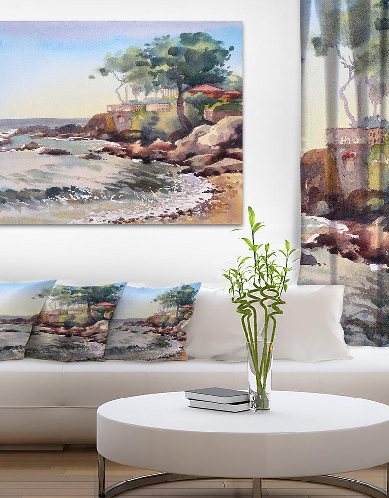 DesignQ Cote d Azur France - Landscape Painting Canvas Art Print