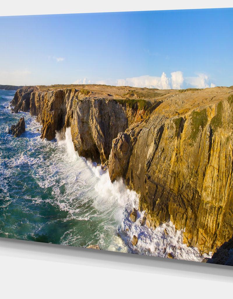 DesignQ Cote Sauvage Bretagne France - Large Seascape Art Canvas Print