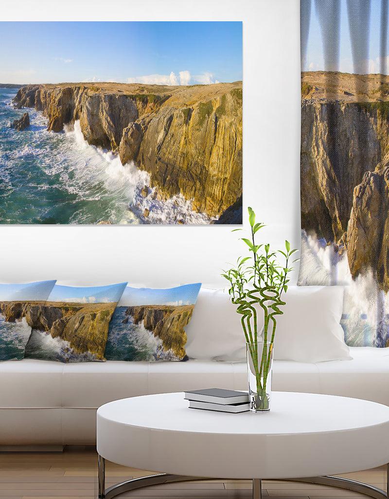 DesignQ Cote Sauvage Bretagne France - Large Seascape Art Canvas Print