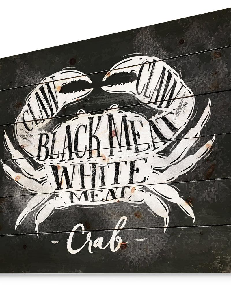 DesignQ Crab Cutting Scheme Chalk - Animals Painting Print On Natural Pine Wood