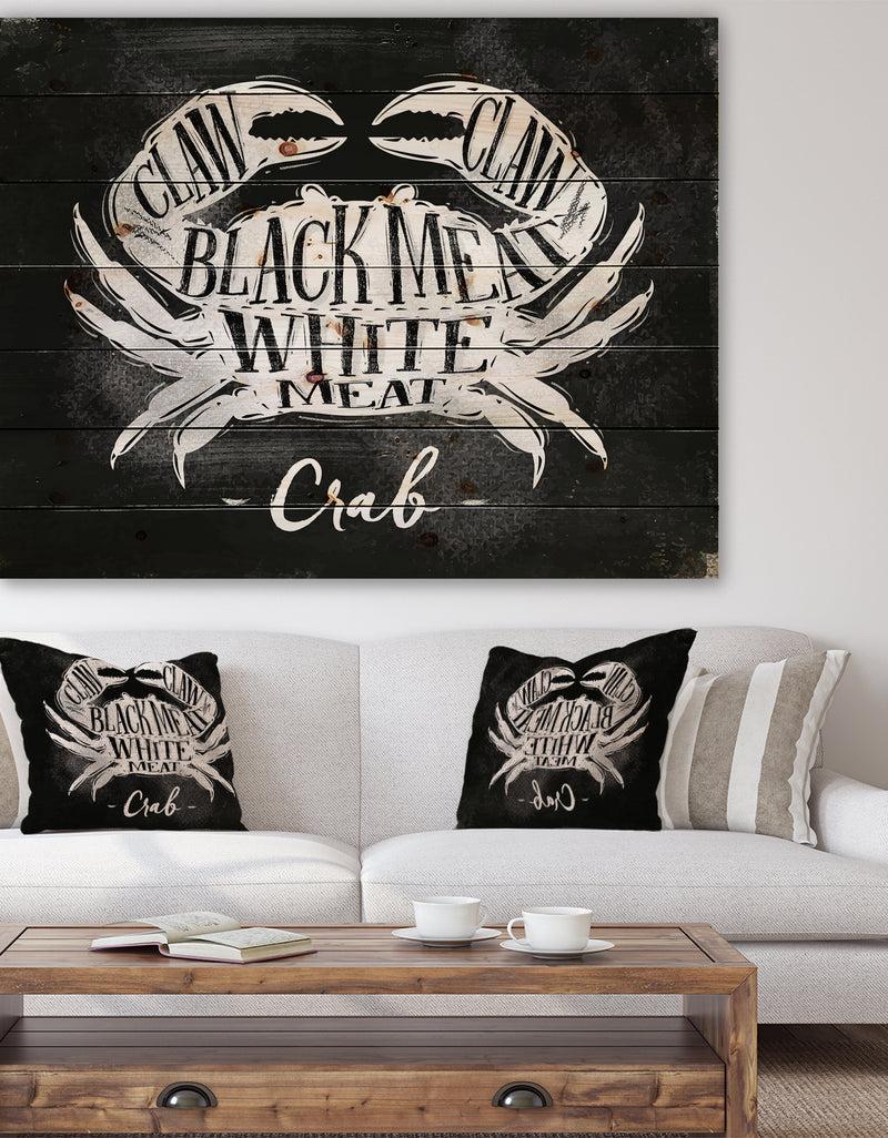 DesignQ Crab cutting scheme chalk - Animals Painting Print on Natural Pine Wood