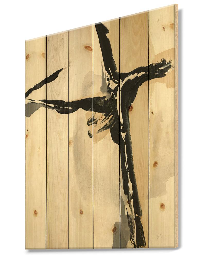 DesignQ Creamy Tan Form I - Modern Glam Print On Natural Pine Wood