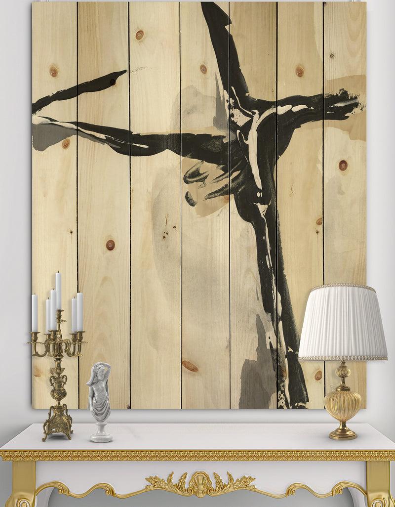 DesignQ Creamy Tan Form I - Modern Glam Print on Natural Pine Wood
