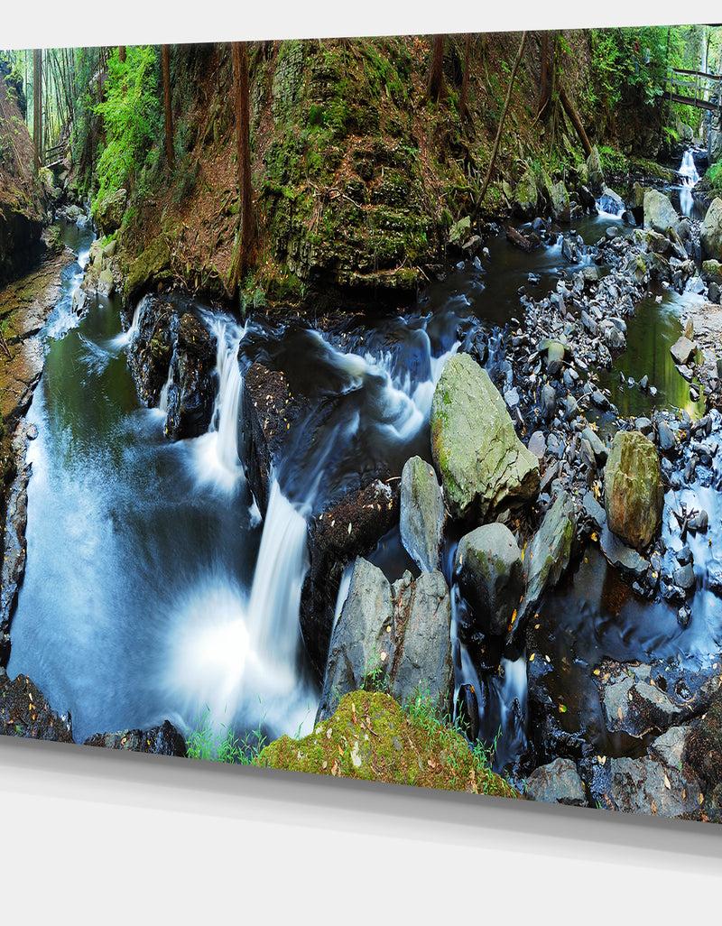 DesignQ Creek With Hiking Trail Panorama - Landscape Photo Canvas Print