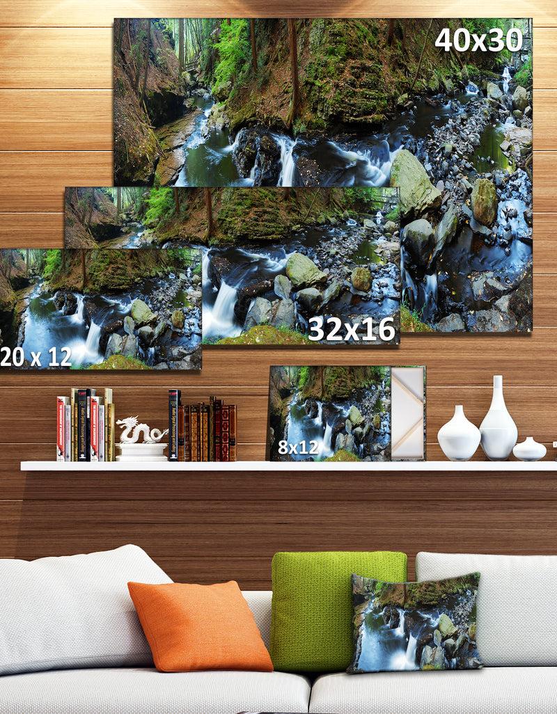 DesignQ Creek With Hiking Trail Panorama - Landscape Photo Canvas Print