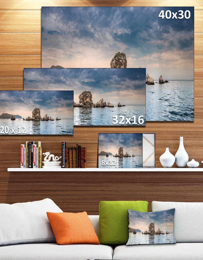 DesignQ Crimean Peninsula Seashore Panorama - Contemporary Seascape Art Canvas
