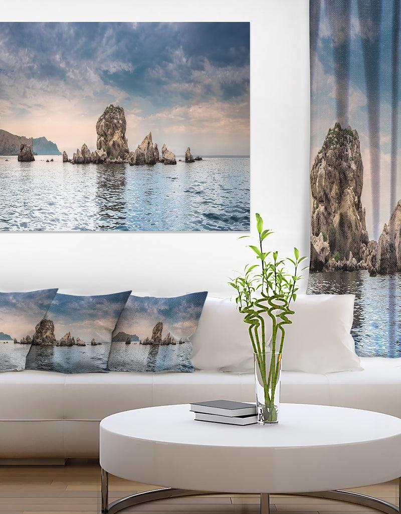 DesignQ Crimean Peninsula Seashore Panorama - Contemporary Seascape Art Canvas
