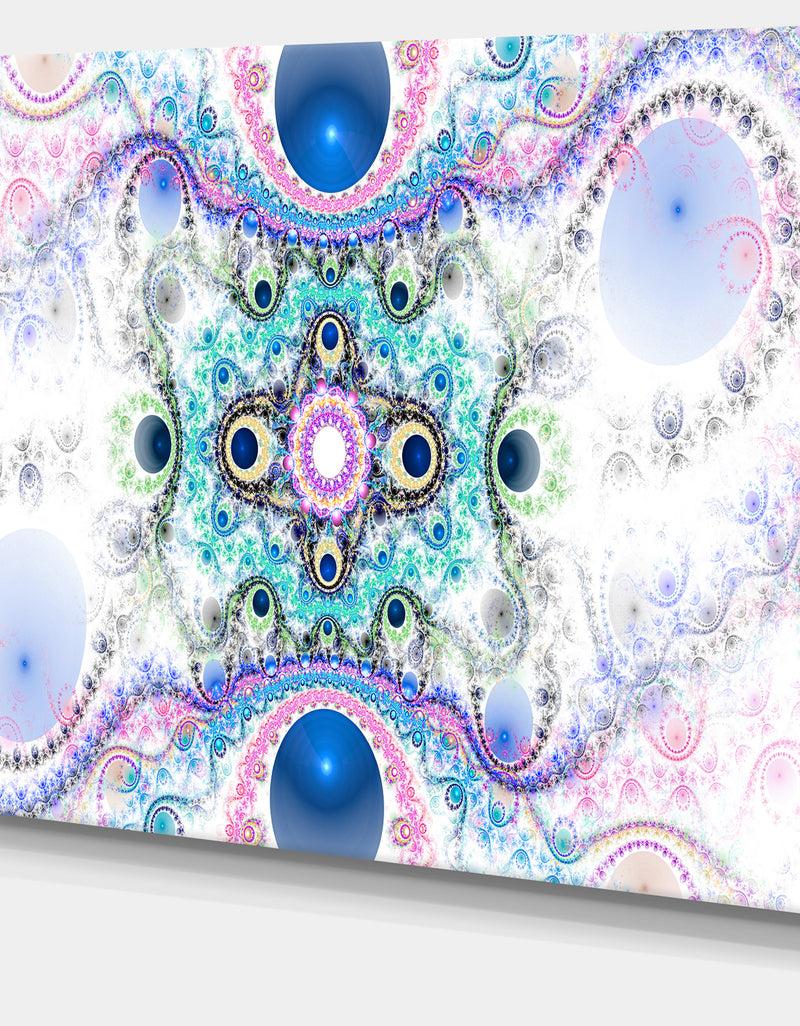 DesignQ Cryptical Blue Fractal Pattern - Abstract Wall Art Canvas
