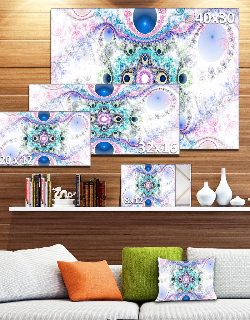 DesignQ Cryptical Blue Fractal Pattern - Abstract Wall Art Canvas