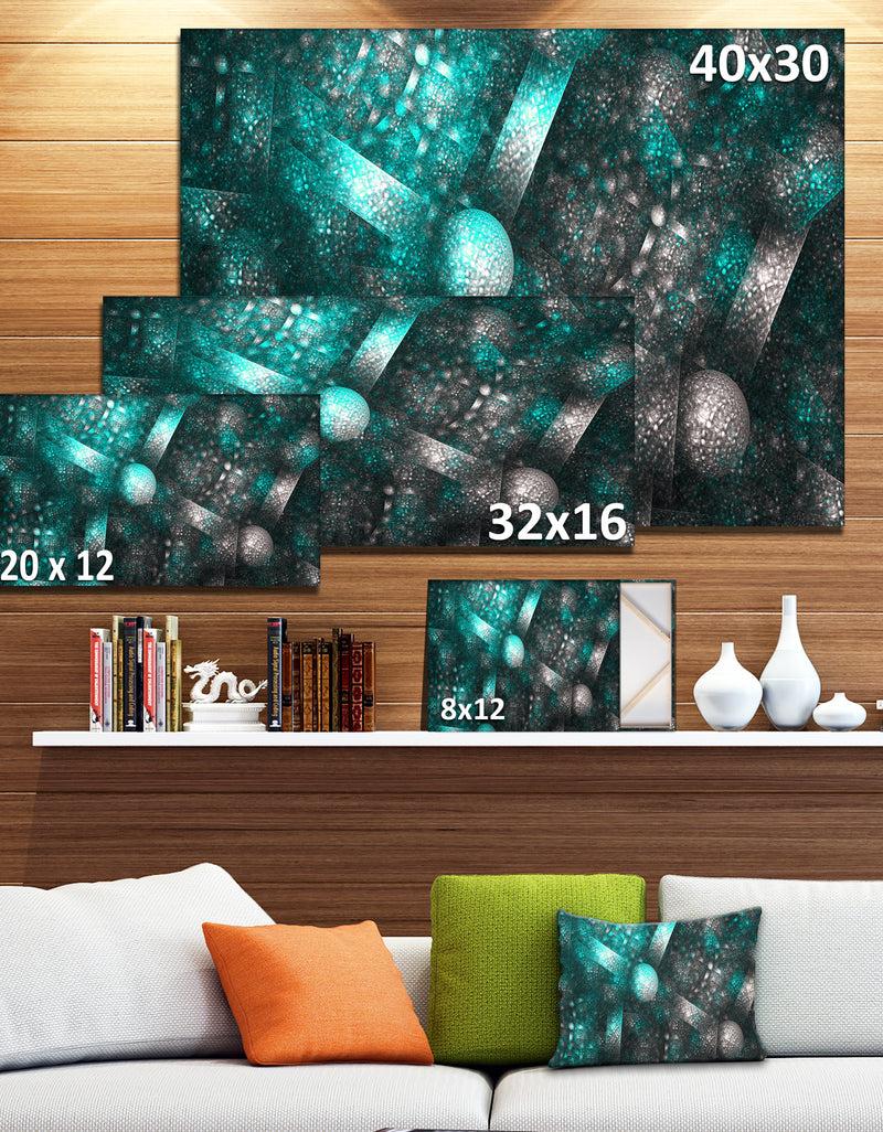 DesignQ Crystal Cell Blue Steel Texture - Extra Large Abstract Canvas Art Print