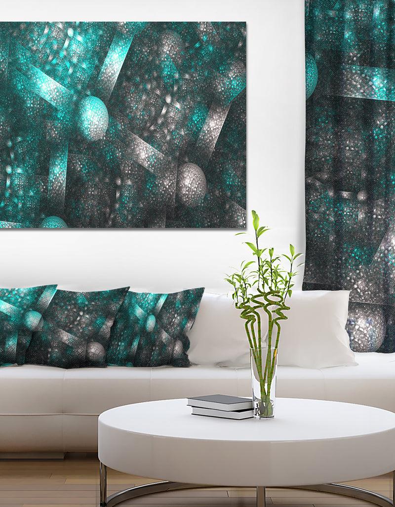 DesignQ Crystal Cell Blue Steel Texture - Extra Large Abstract Canvas Art Print