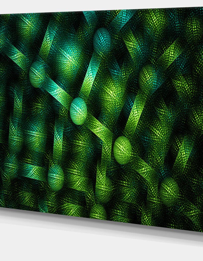 DesignQ Crystal Cell Green Steel Texture - Extra Large Abstract Canvas Art Print