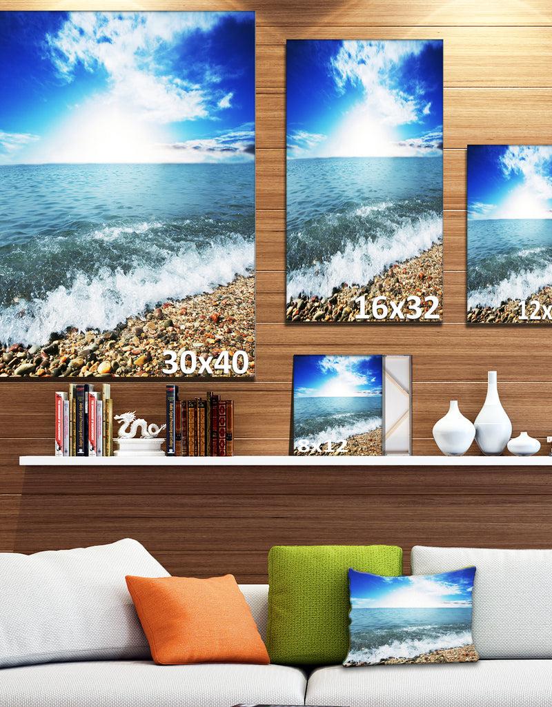 DesignQ Crystal Clear Blue Sea Waves - Seashore Canvas Wall Artwork