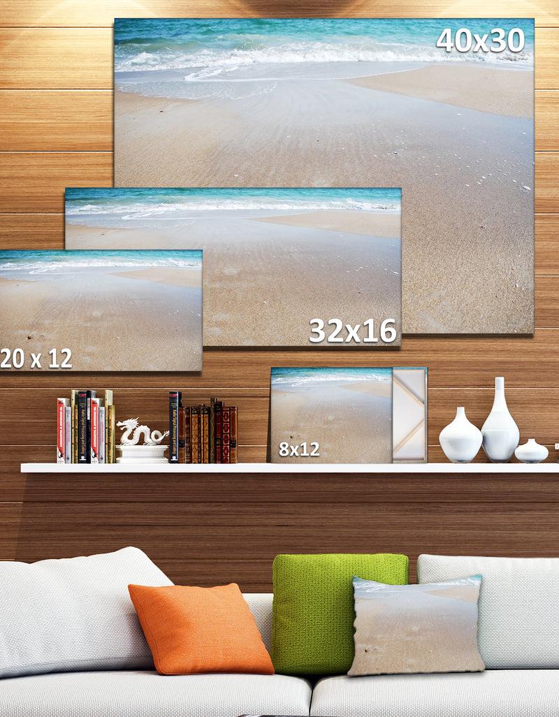 DesignQ Crystal Clear Sea Waves On Beach - Modern Beach Canvas Art Print