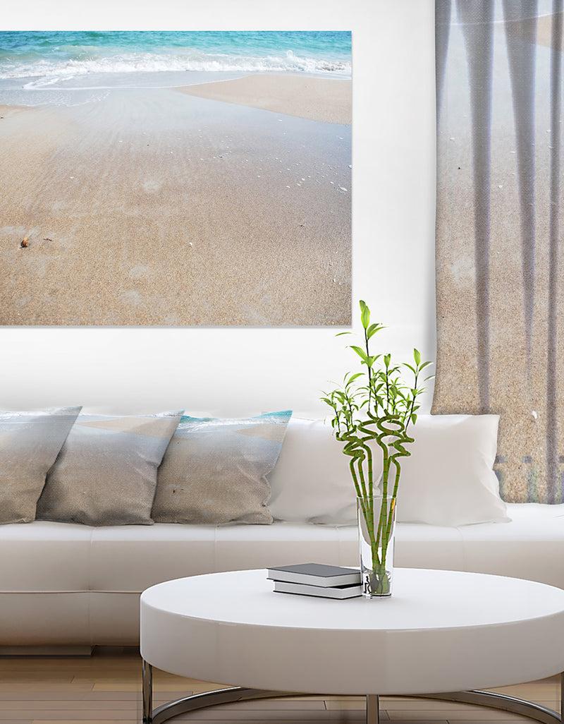 DesignQ Crystal Clear Sea Waves on Beach - Modern Beach Canvas Art Print
