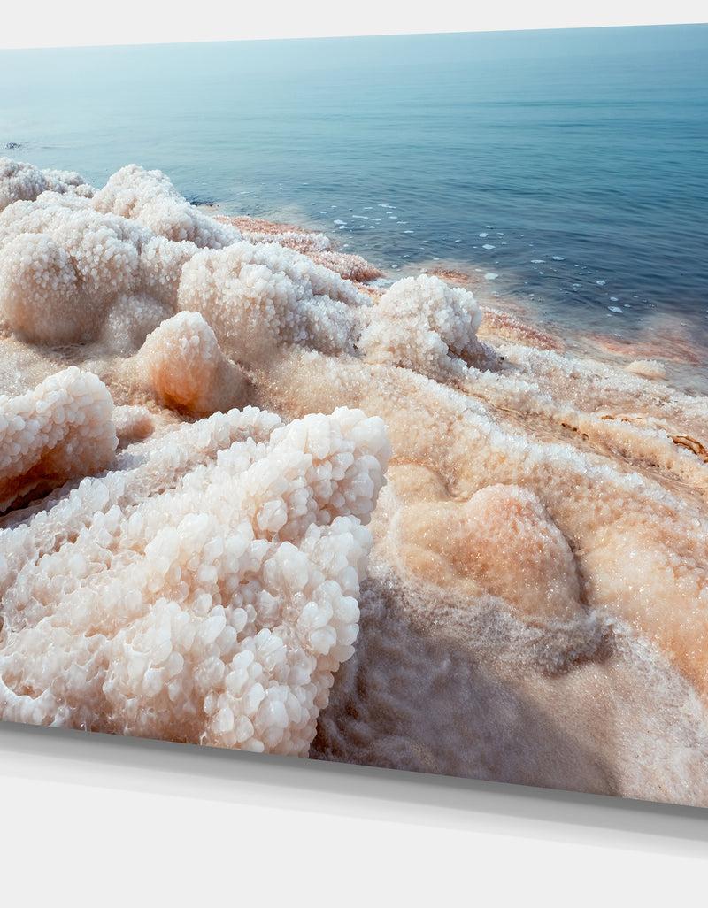 DesignQ Crystallized Salt On Dead Sea Beach - Extra Large Seashore Canvas Art