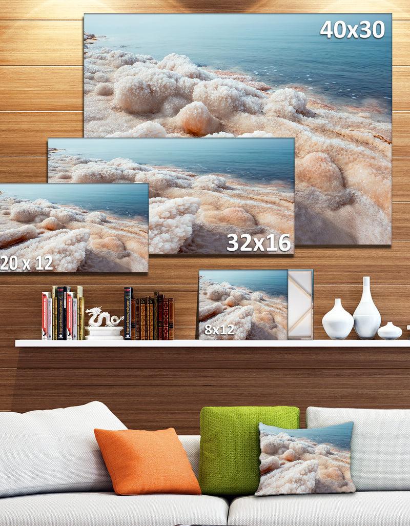 DesignQ Crystallized Salt On Dead Sea Beach - Extra Large Seashore Canvas Art