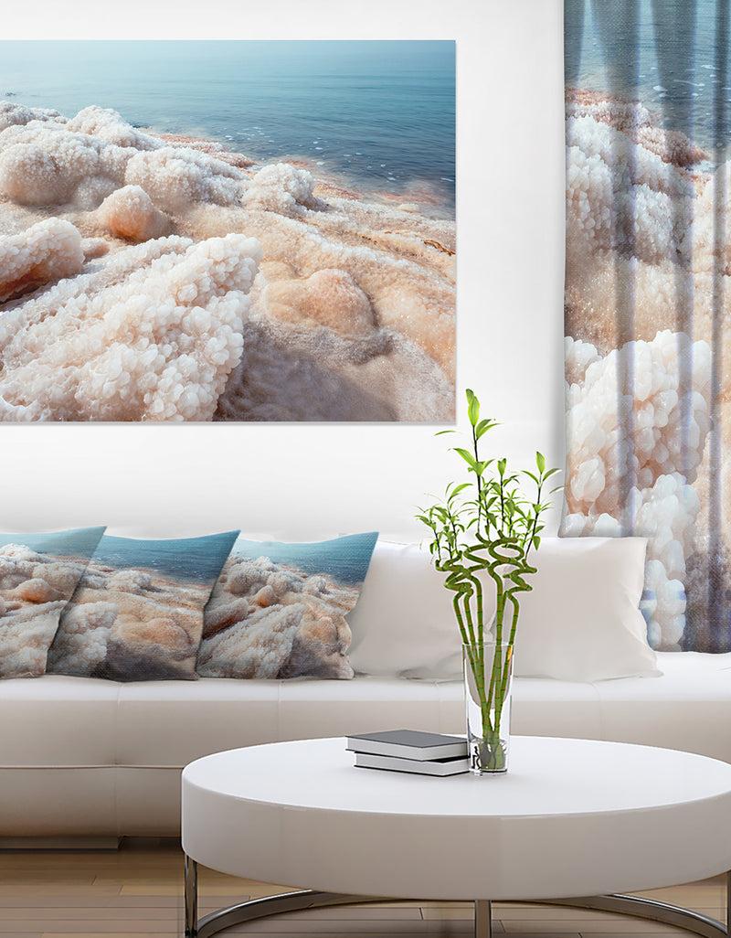 DesignQ Crystallized Salt on Dead Sea Beach - Extra Large Seashore Canvas Art