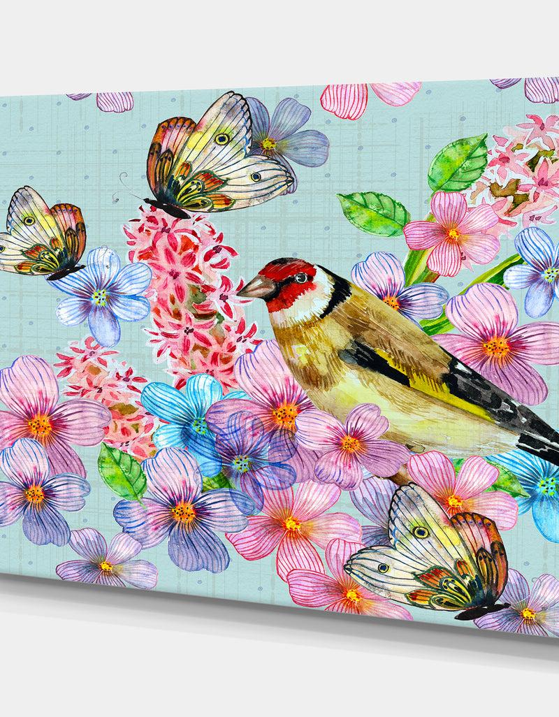 DesignQ Cute Birds Watercolor - Cottage Canvas Wall Art
