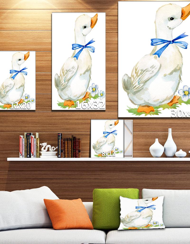 DesignQ Cute Domestic Duck - Sketch Of Farmhouse Animals Of Painting Print On Wrapped Canvas