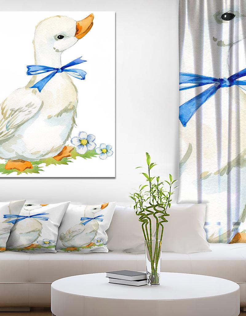 DesignQ Cute domestic duck - Sketch of Farmhouse Animals of Painting Print on Wrapped Canvas