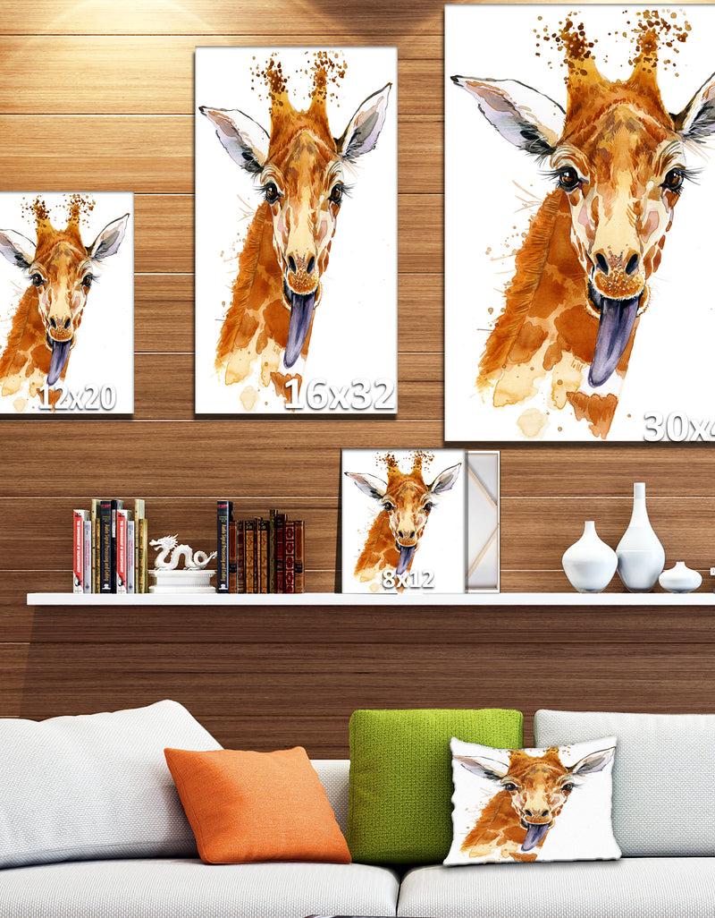 DesignQ Cute Giraffe Illustration - Animals Painting Print On Wrapped Canvas