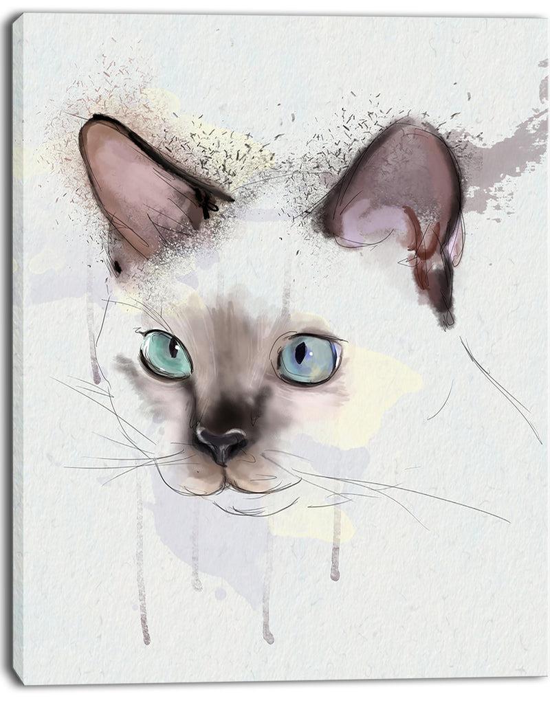 DesignQ Cute Hand-drawn Cat Watercolor - Modern Animal Canvas Wall Art