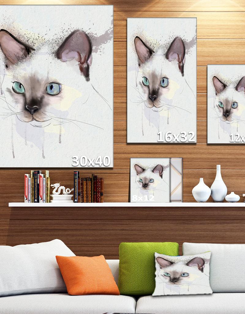 DesignQ Cute Hand-drawn Cat Watercolor - Modern Animal Canvas Wall Art