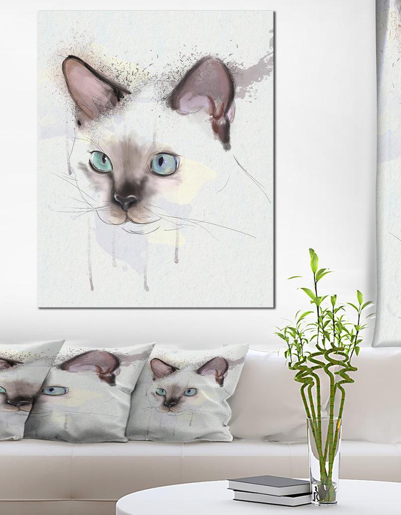 DesignQ Cute Hand-drawn Cat Watercolor - Modern Animal Canvas Wall Art