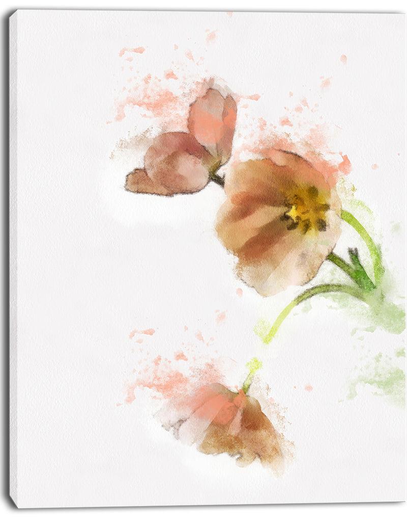 DesignQ Cute Tulips Illustration Watercolor - Modern Floral Canvas Wall Art