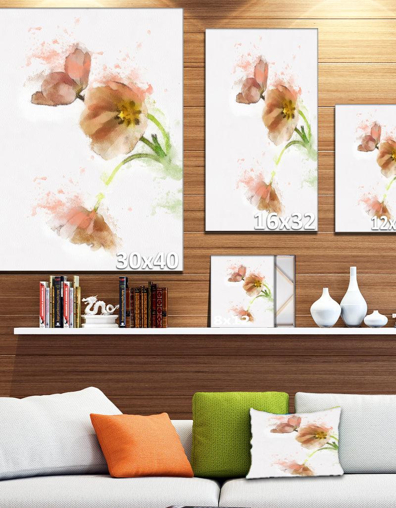 DesignQ Cute Tulips Illustration Watercolor - Modern Floral Canvas Wall Art