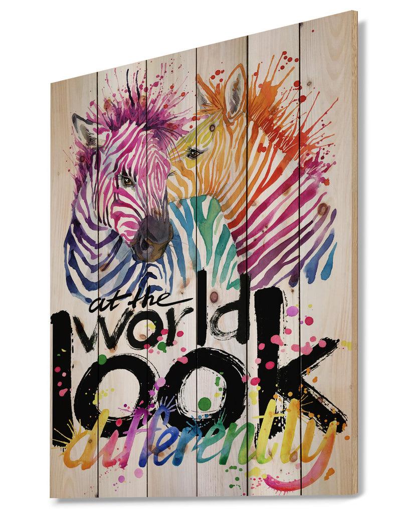 DesignQ Cute Zebra - Animals Kids Painting Print On Natural Pine Wood