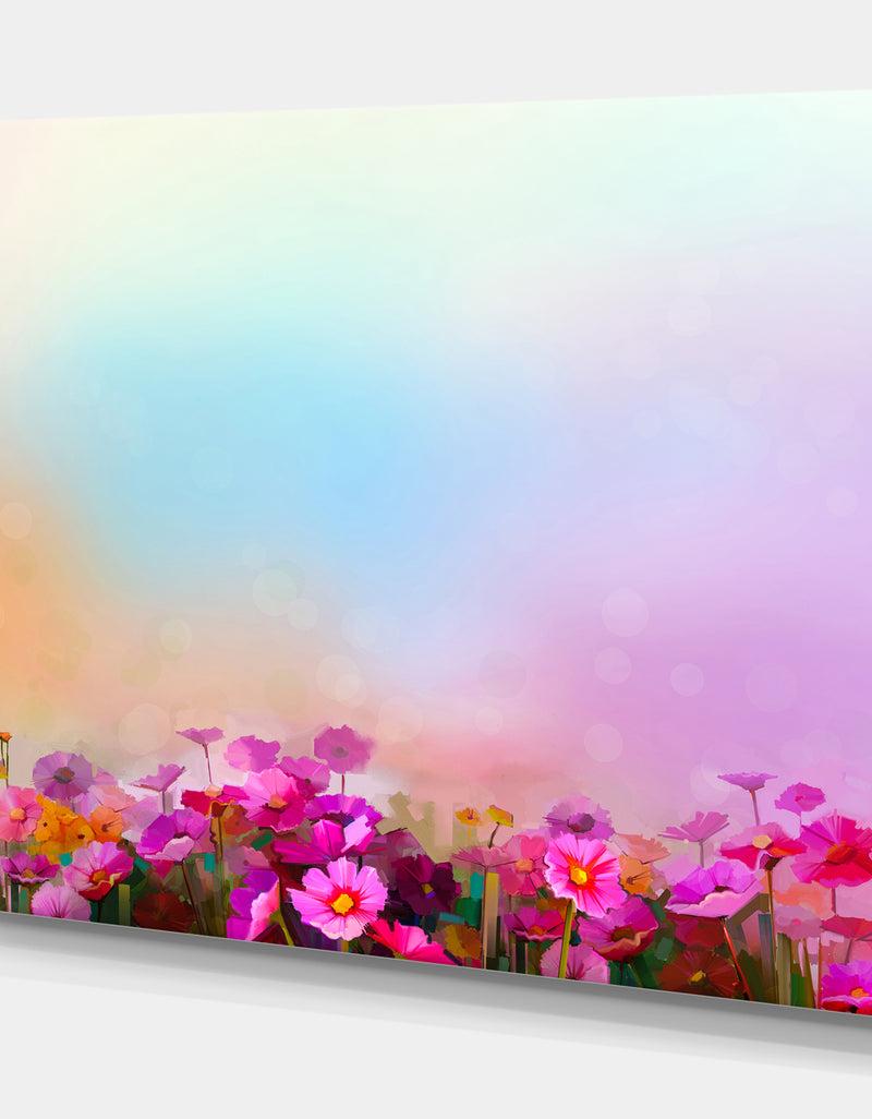 DesignQ Daisy Wildflower In Field - Floral Painting Print On Wrapped Canvas