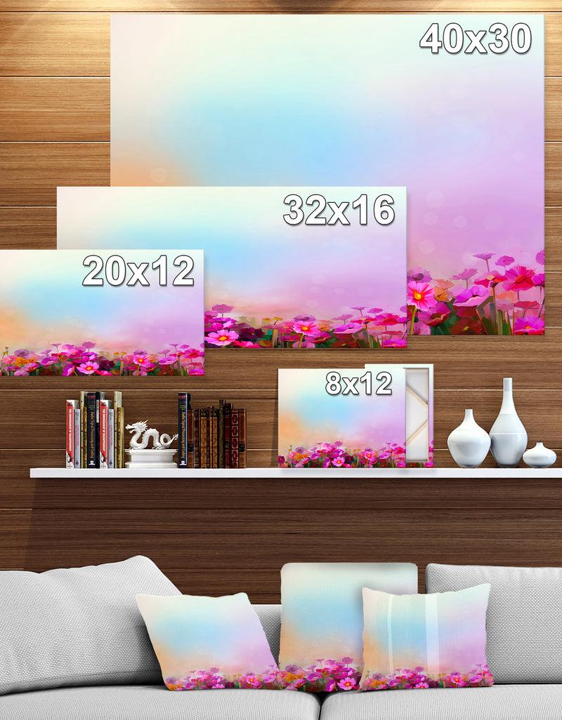 DesignQ Daisy Wildflower In Field - Floral Painting Print On Wrapped Canvas