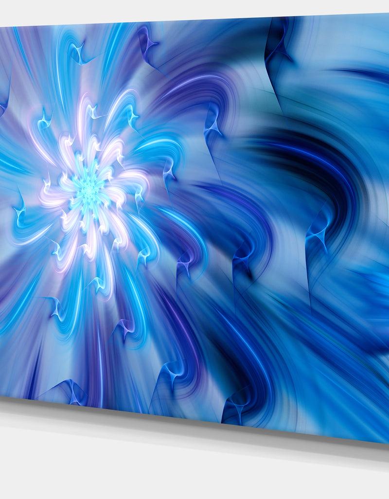 DesignQ Dance Of Blue Fractal Flower Petals - Extra Large Floral Wall Art On Canvas