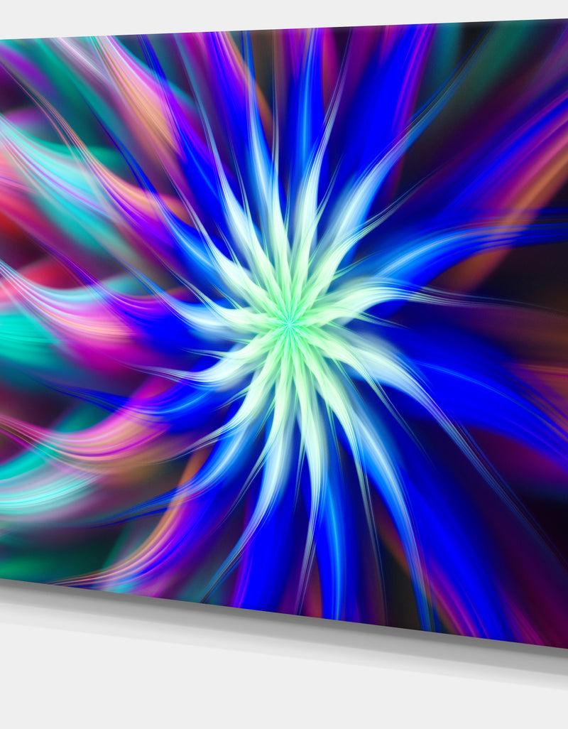 DesignQ Dance Of Bright Spiral Blue Flower - Extra Large Floral Canvas Art Print