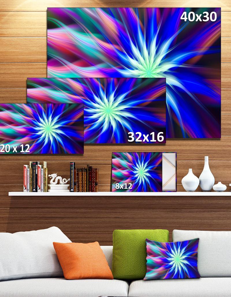 DesignQ Dance Of Bright Spiral Blue Flower - Extra Large Floral Canvas Art Print