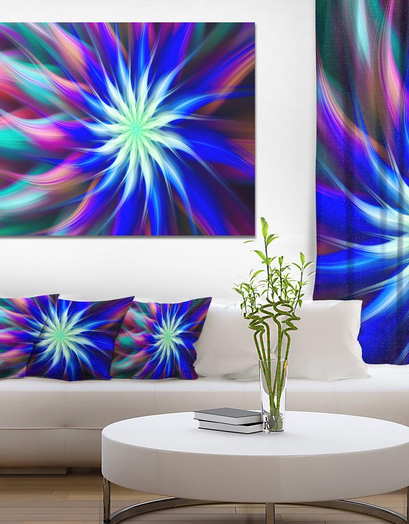 DesignQ Dance of Bright Spiral Blue Flower - Extra Large Floral Canvas Art Print