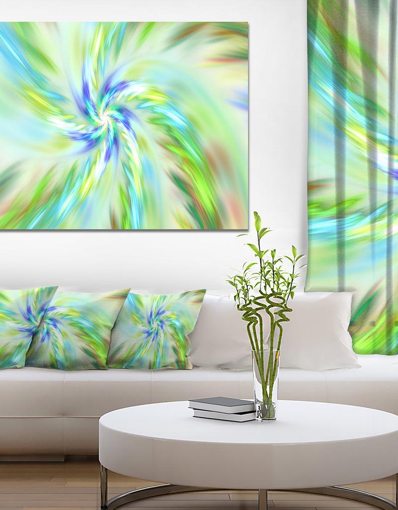DesignQ Dance of Bright Spiral Green Flower - Extra Large Floral Canvas Art Print