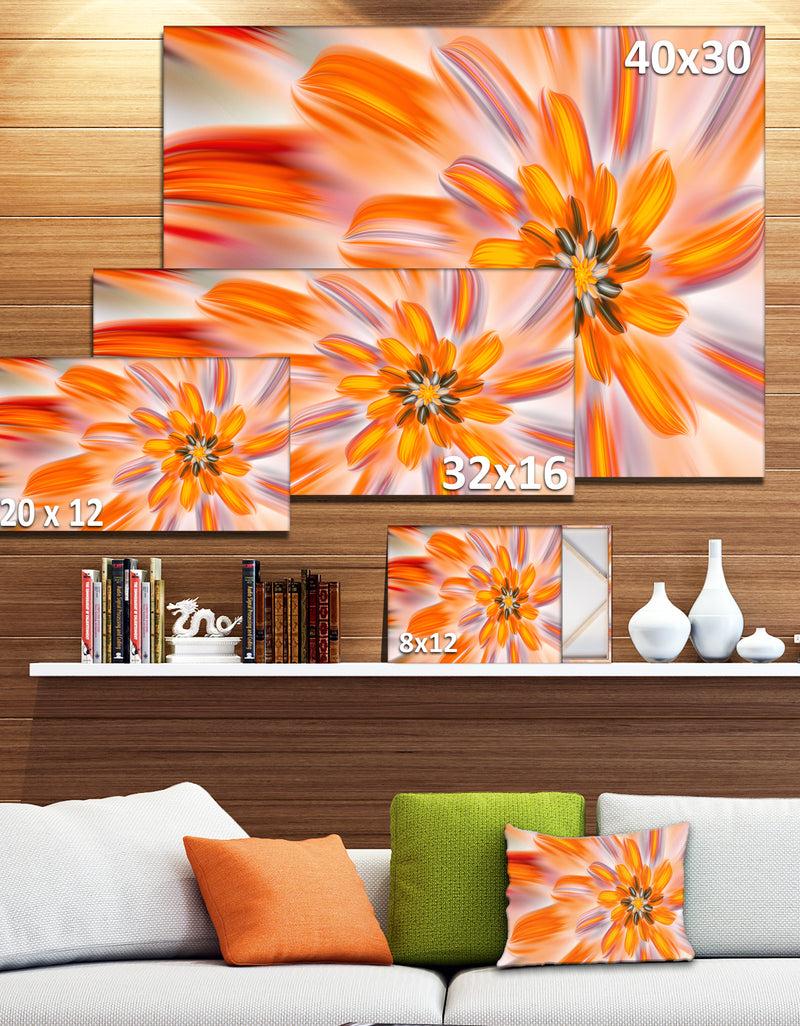 DesignQ Dance Of Fractal Yellow Petals - Extra Large Abstract Canvas Art Print Canvas
