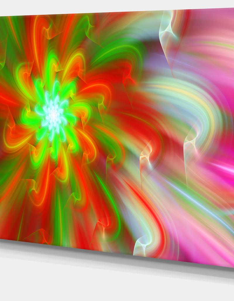 DesignQ Dance Of Red Fractal Flower Petals - Extra Large Floral Wall Art On Canvas